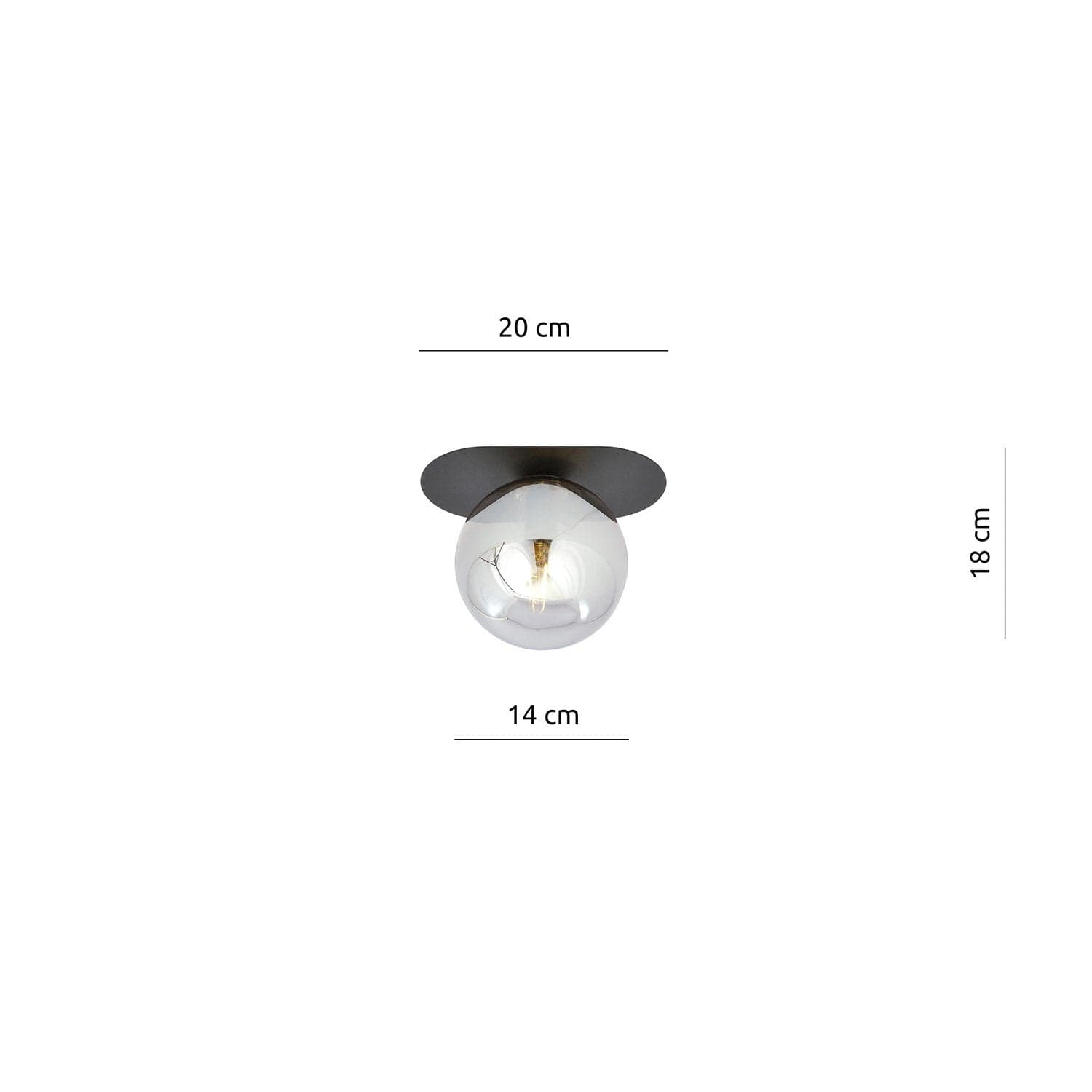 Plafoniera Minimal 1 Luce Plaza In Acciaio Nero E Sfera Vetro Fumè in Plafoniere LuceArt - Montecorvino Pugliano, commercioVirtuoso.it