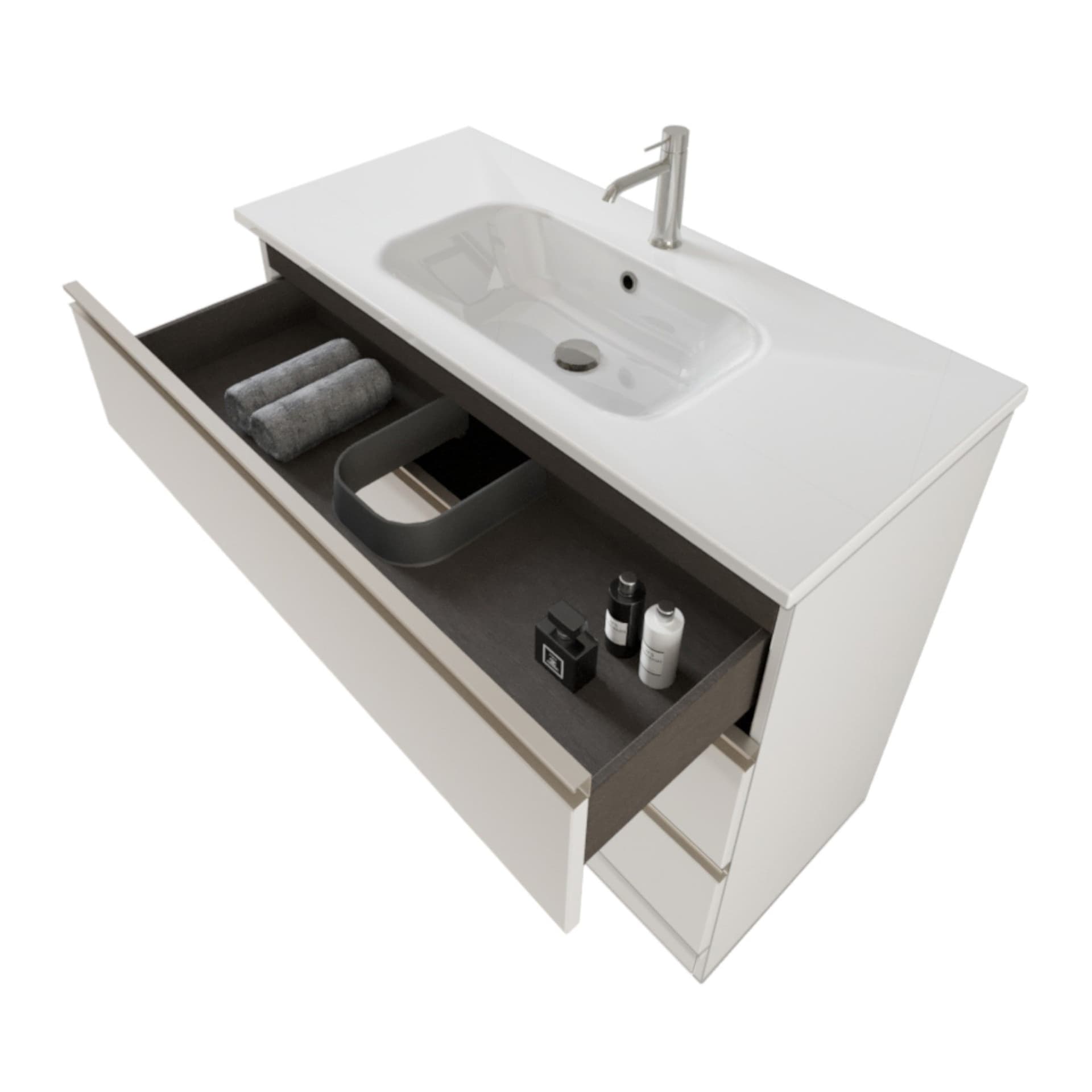 Mobile bagno a terra 100cm con specchio bianco opaco DUBON in Mobili a terra Mondialshop - Parabiago, commercioVirtuoso.it