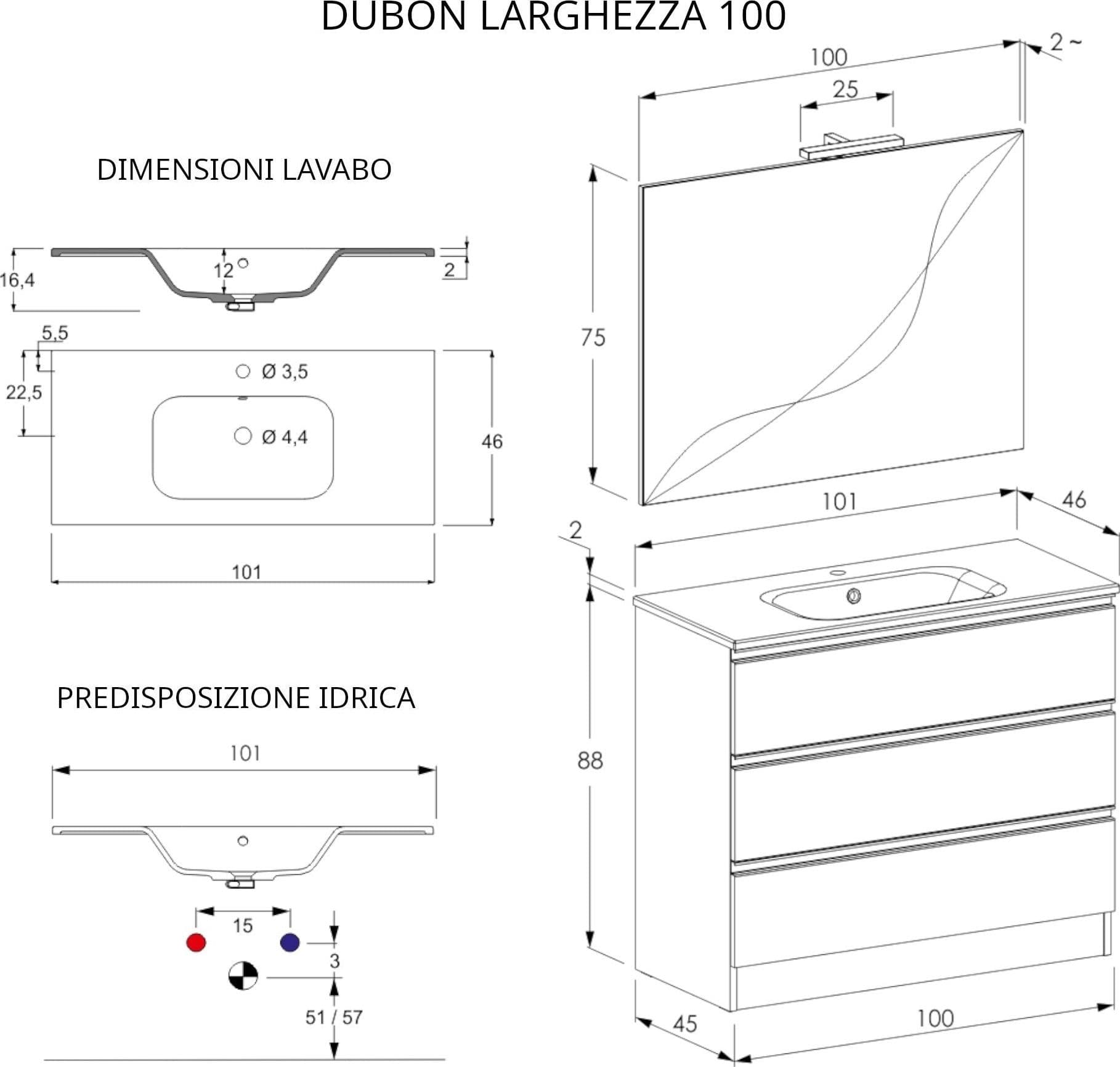 Mobile bagno a terra 100cm con specchio cemento grigio caldo DUBON in Armadietti a specchio Mondialshop - Parabiago, commercioVirtuoso.it