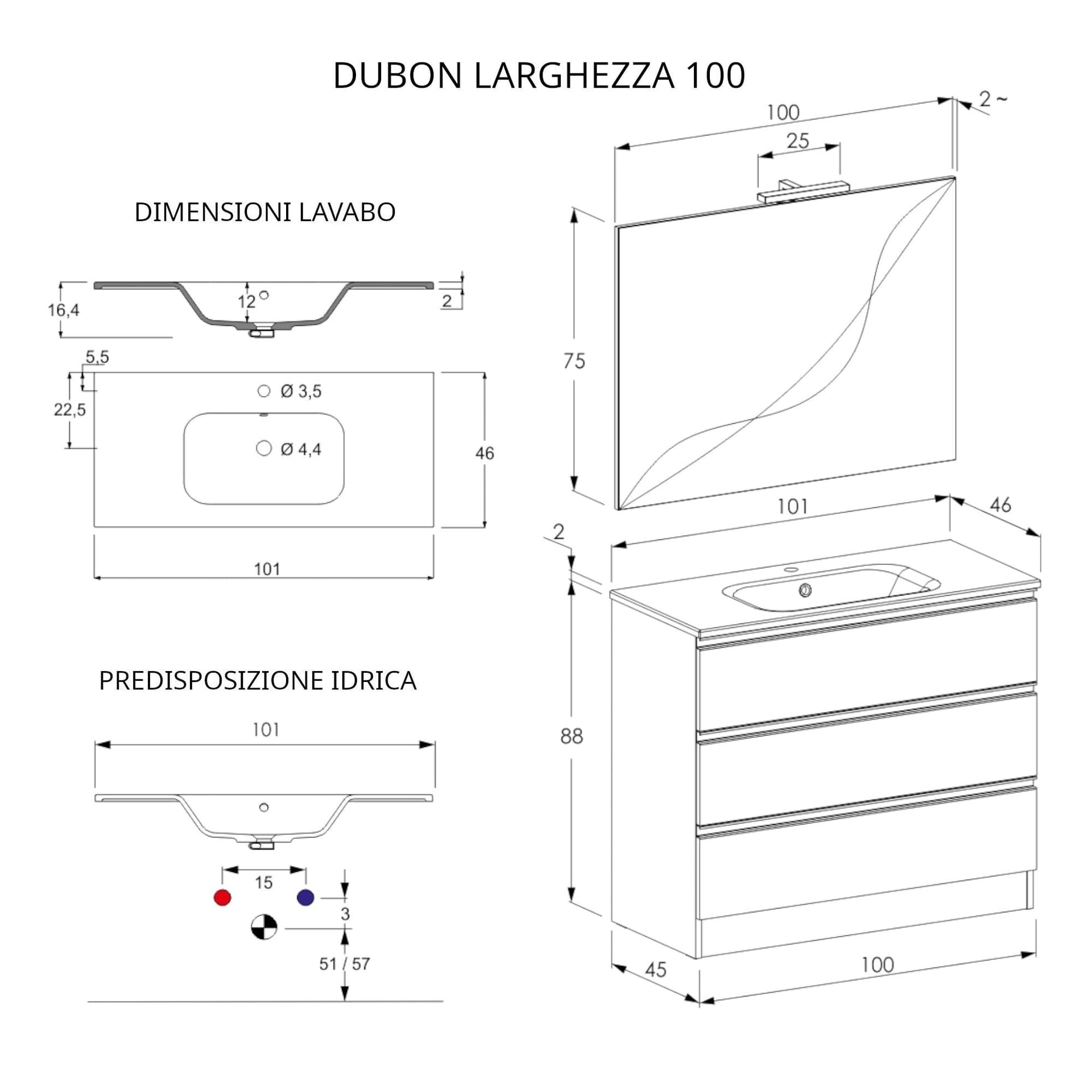 Mobile bagno a terra 100cm con specchio cemento grigio caldo DUBON in Armadietti a specchio Mondialshop - Parabiago, commercioVirtuoso.it