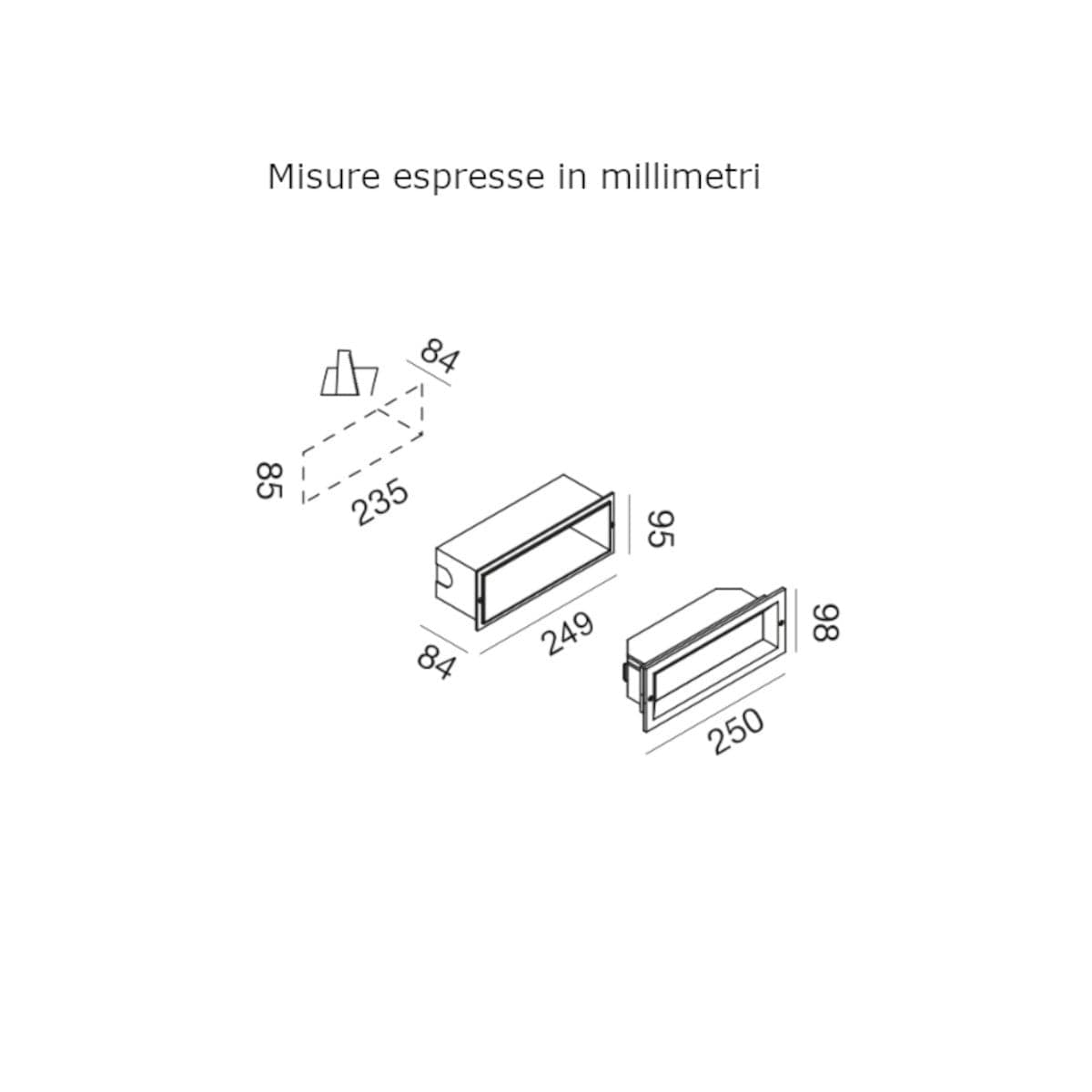Segnapasso incasso Gea Led GES1190 LED IP65 alluminio moderna lampada parete in Lampade da parete Lampadari Bartalini - Colle di Val d’Elsa, commercioVirtuoso.it