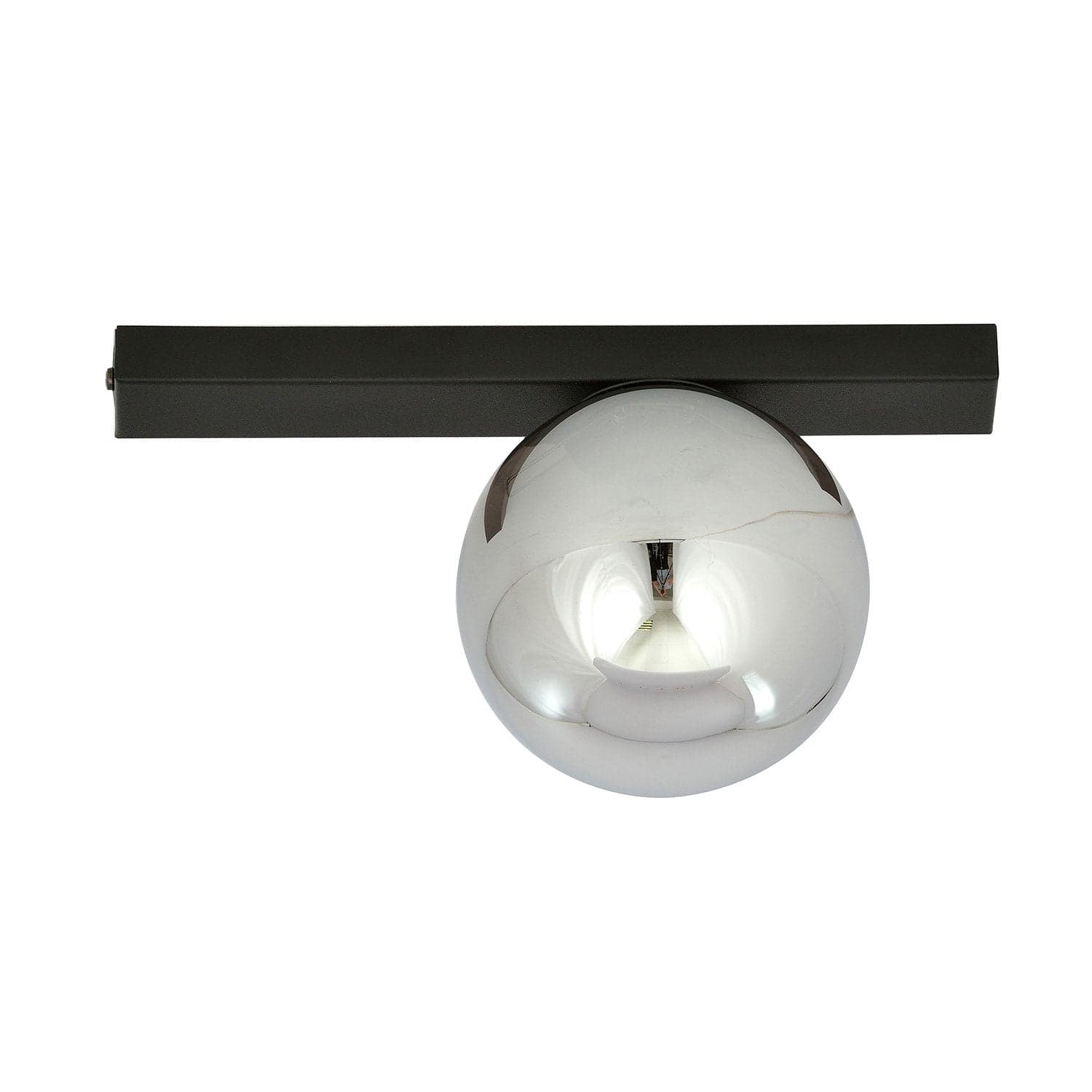 Plafoniera Moderna 1 Luce Fit Barra In Acciaio Nero E Sfera Di Vetro Fumè in Plafoniere LuceArt - Montecorvino Pugliano, commercioVirtuoso.it