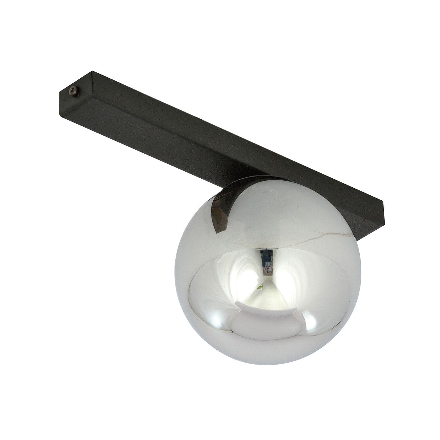 Plafoniera Moderna 1 Luce Fit Barra In Acciaio Nero E Sfera Di Vetro Fumè in Plafoniere LuceArt - Montecorvino Pugliano, commercioVirtuoso.it