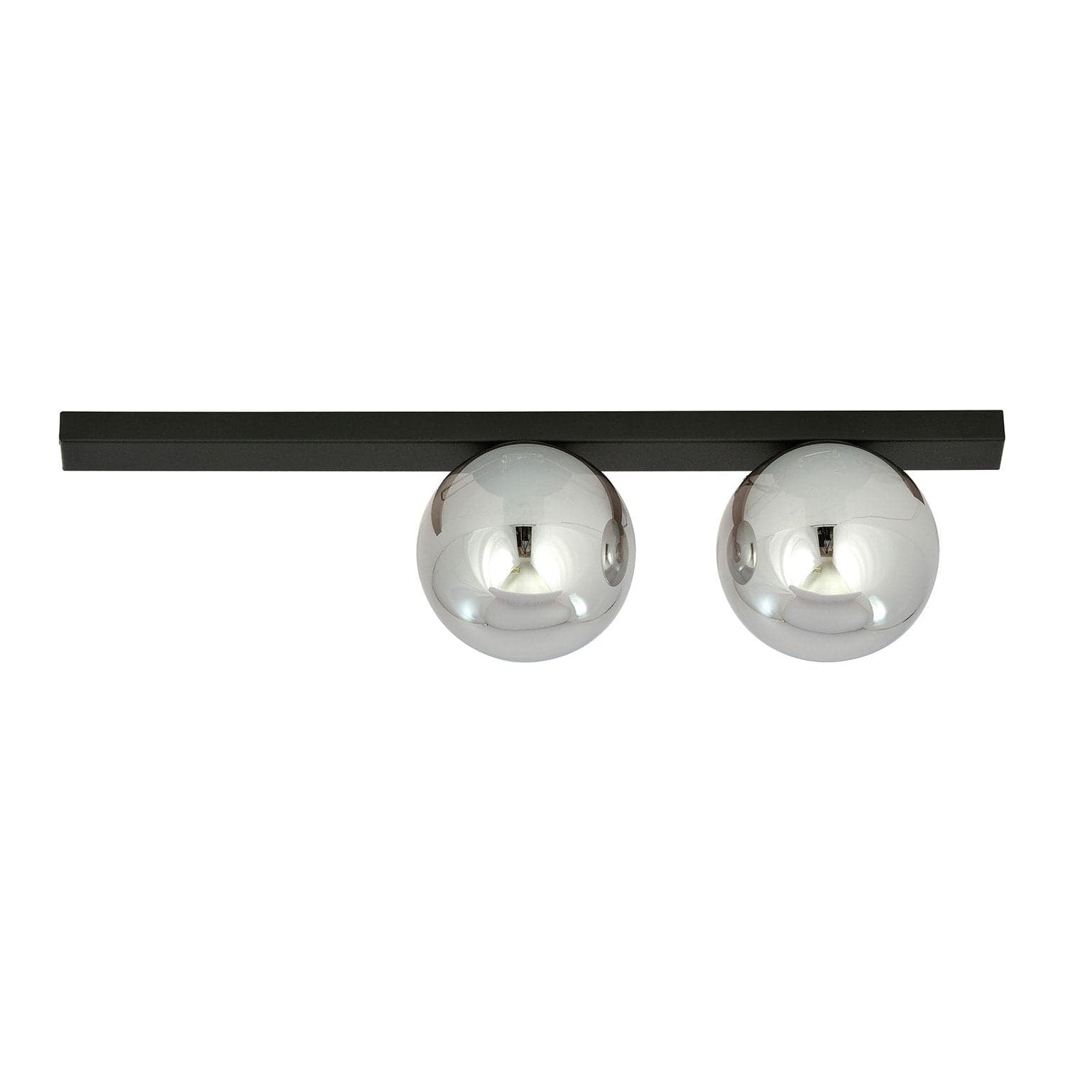 Plafoniera Moderna 2 Luci Fit Barra In Acciaio Nero E Sfere Di Vetro Fumè in Lampade a sospensione LuceArt - Montecorvino Pugliano, commercioVirtuoso.it