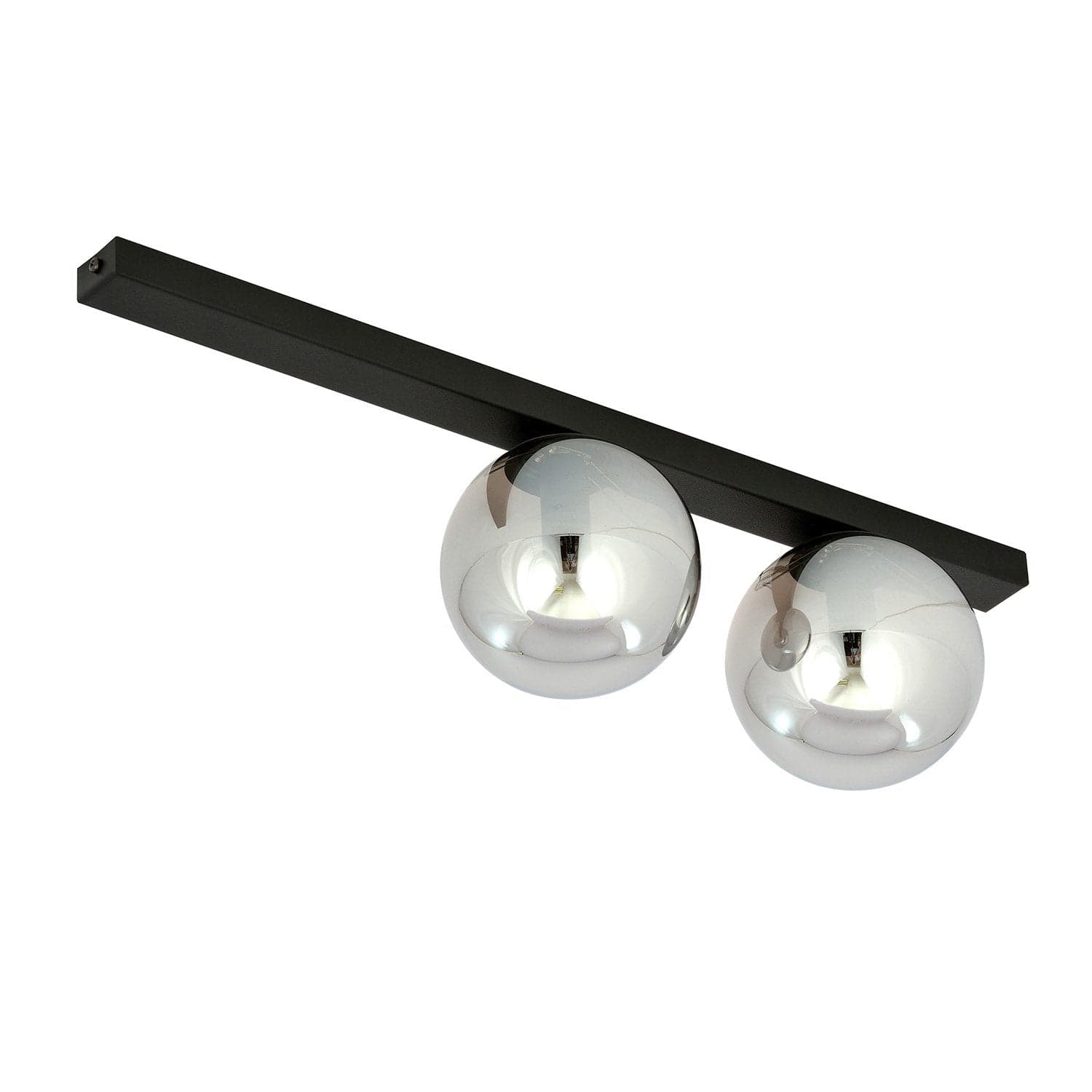 Plafoniera Moderna 2 Luci Fit Barra In Acciaio Nero E Sfere Di Vetro Fumè in Lampade a sospensione LuceArt - Montecorvino Pugliano, commercioVirtuoso.it