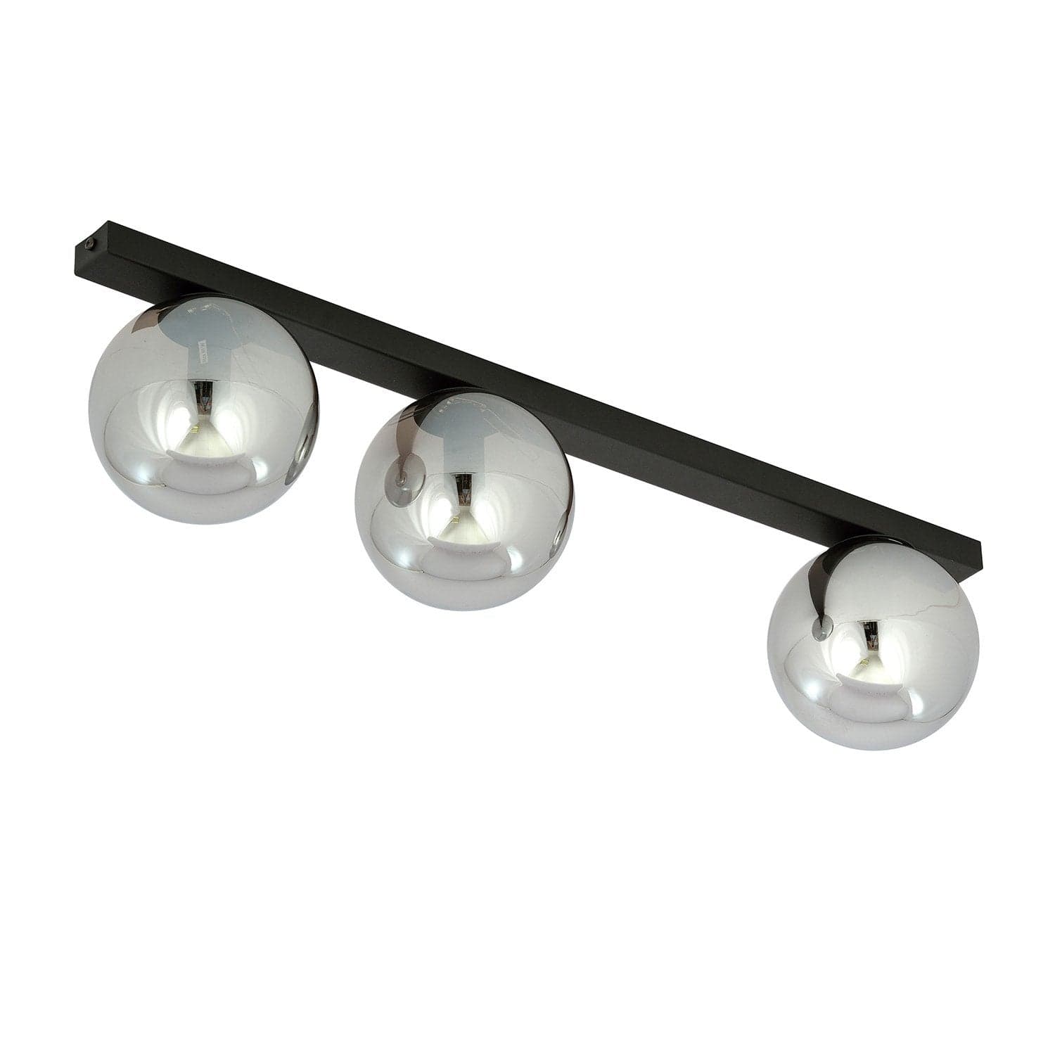 Plafoniera Moderna 3 Luci Fit Barra In Acciaio Nero E Sfere Di Vetro Fumè in Lampade a sospensione LuceArt - Montecorvino Pugliano, commercioVirtuoso.it