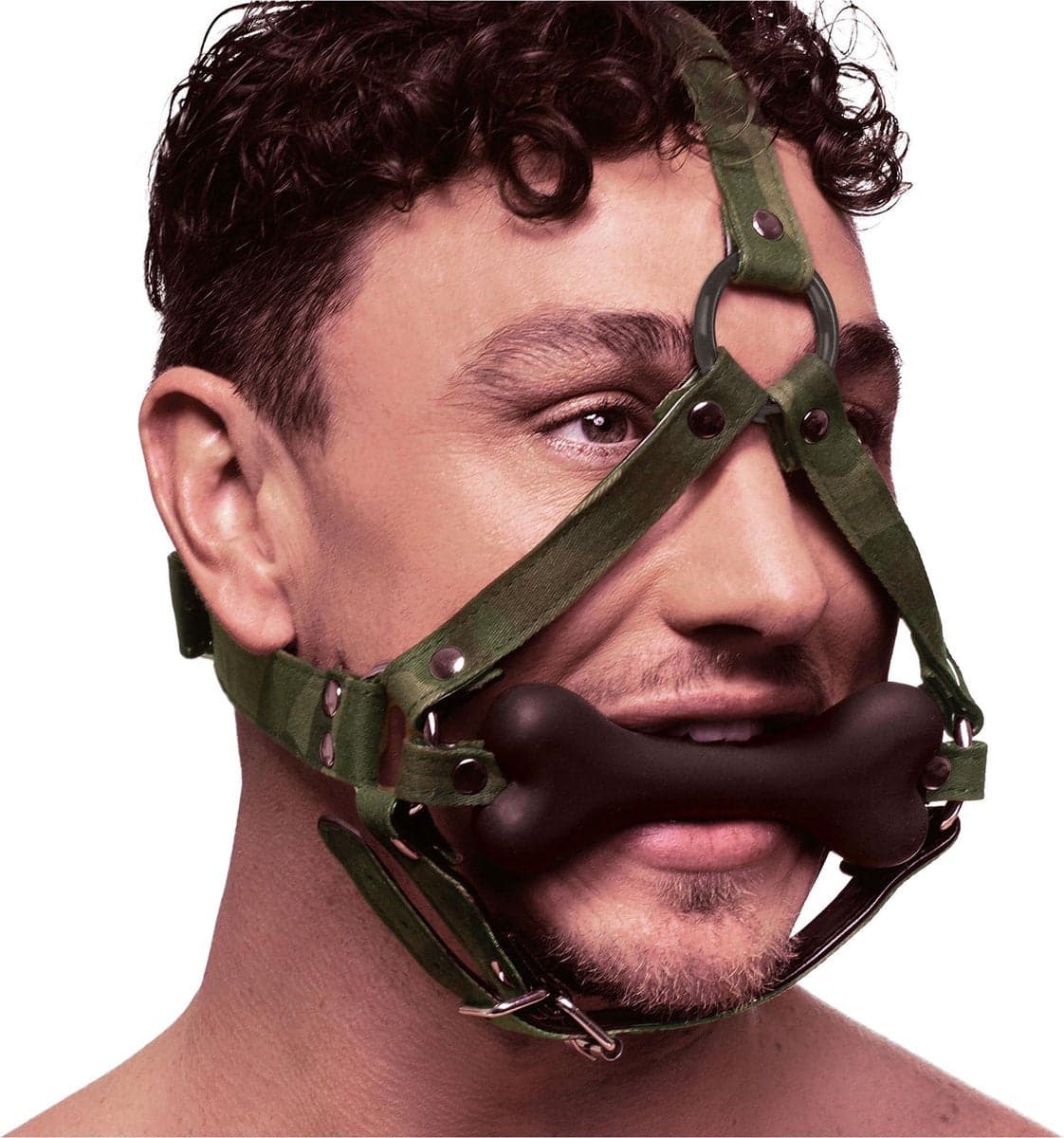 Morso con osso Camo Bone Gag pesante fetish bondage bit pelle PU regolabile BDSM in prodotto Erosdom - Palmi, commercioVirtuoso.it