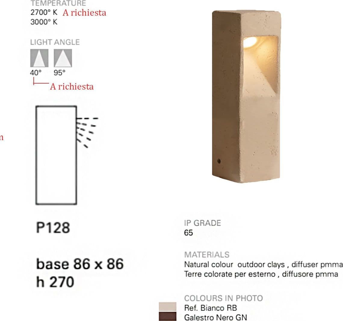 Lampioncino led esterno Toscot SMITH P128C-L-095 1.7W LED 130LM 3000K IP65 95 gradi segnapasso lampada terra giardino in Luci per sentieri Lampadari Bartalini - Colle di Val d’Elsa, commercioVirtuoso.it