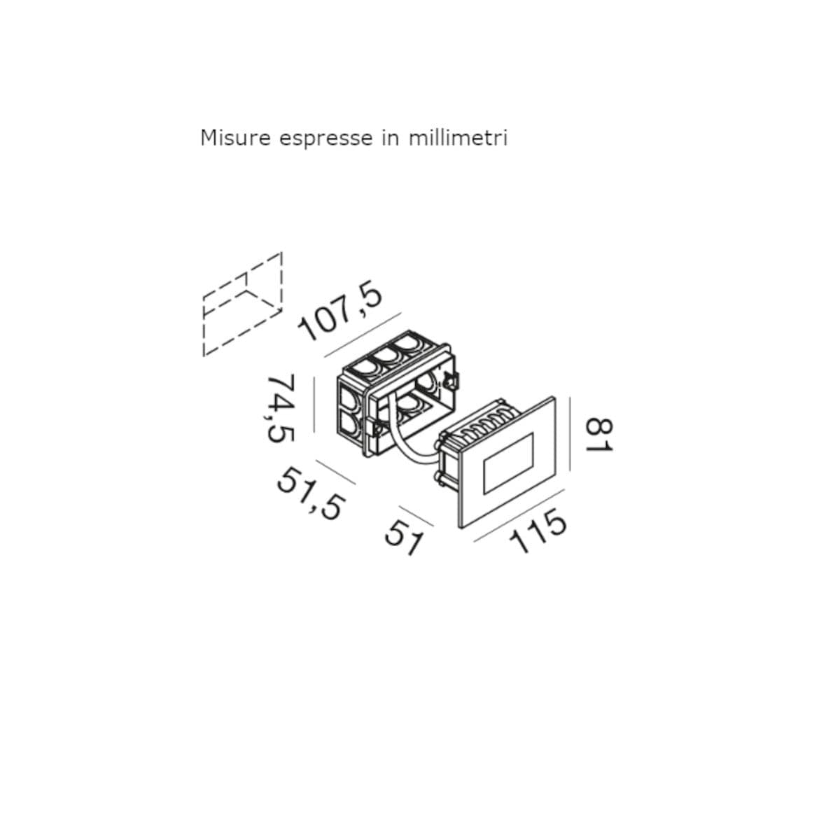 Segnapasso incasso Gea Led GES2051 LED IP66 38 gradi alluminio vetro 503 in Lampade da parete Lampadari Bartalini - Colle di Val d’Elsa, commercioVirtuoso.it