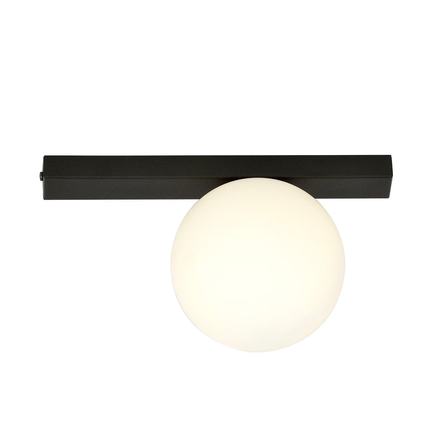 Plafoniera Moderna 1 Luce Fit Barra In Acciaio Nero E Sfera Di Vetro Opale in Plafoniere LuceArt - Montecorvino Pugliano, commercioVirtuoso.it