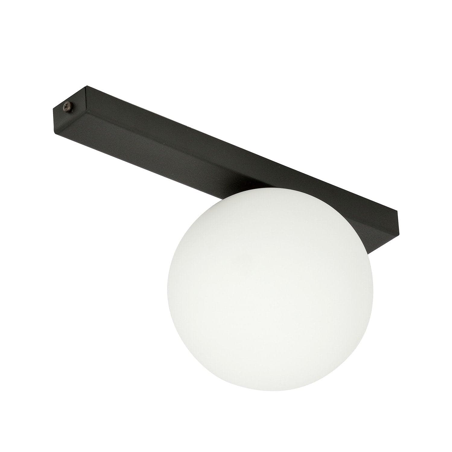 Plafoniera Moderna 1 Luce Fit Barra In Acciaio Nero E Sfera Di Vetro Opale in Plafoniere LuceArt - Montecorvino Pugliano, commercioVirtuoso.it