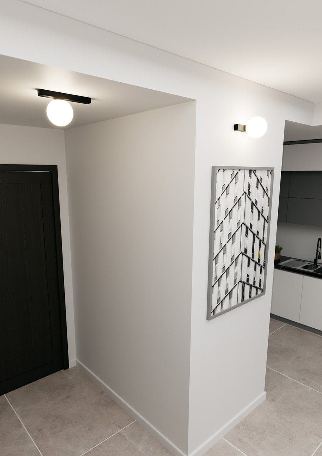 Plafoniera Moderna 1 Luce Fit Barra In Acciaio Nero E Sfera Di Vetro Opale in Plafoniere LuceArt - Montecorvino Pugliano, commercioVirtuoso.it