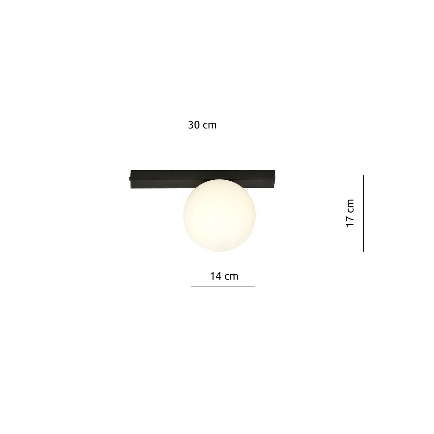 Plafoniera Moderna 1 Luce Fit Barra In Acciaio Nero E Sfera Di Vetro Opale in Plafoniere LuceArt - Montecorvino Pugliano, commercioVirtuoso.it