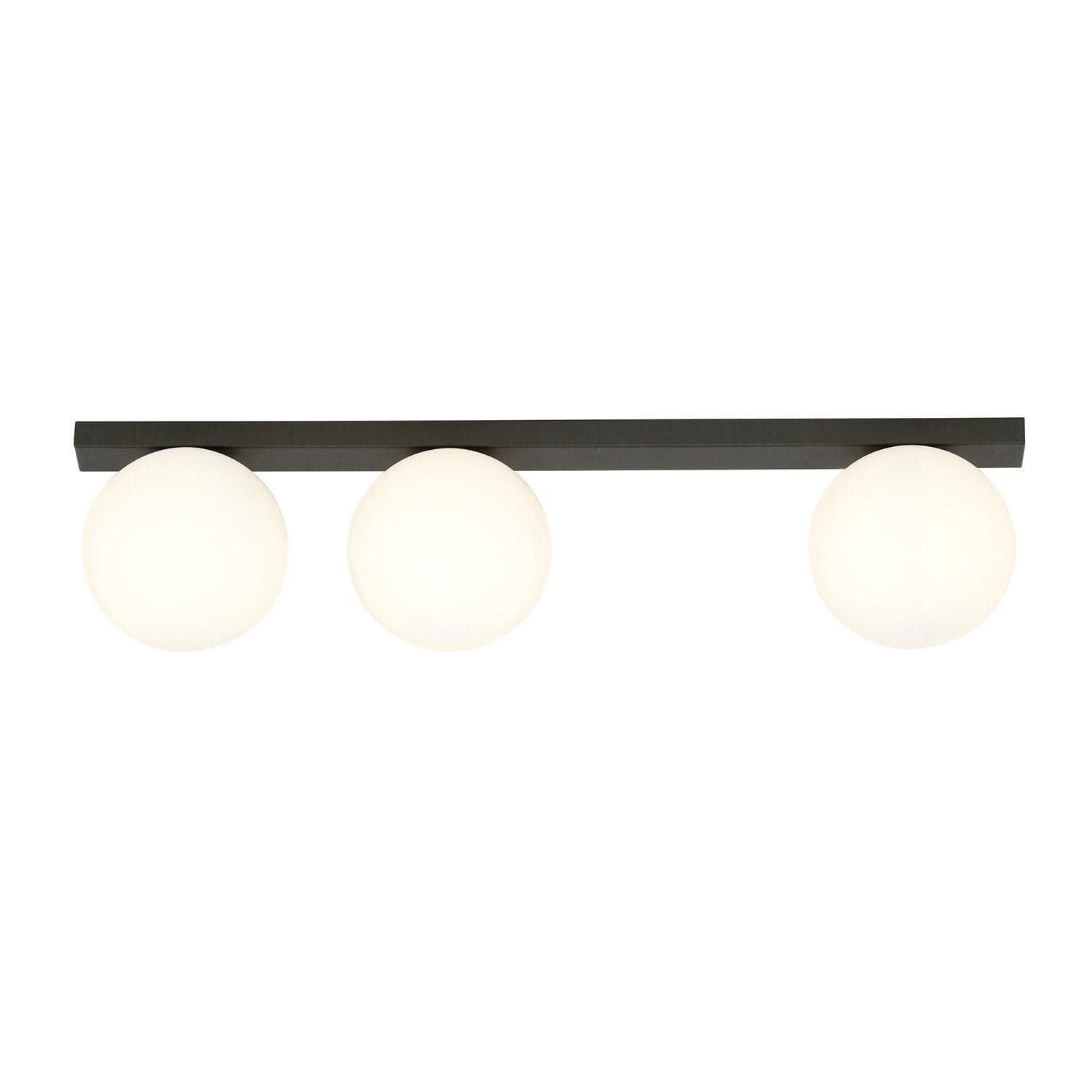 Plafoniera Moderna 3 Luci Fit Barra In Acciaio Nero E Sfere Di Vetro Opale in Lampade a sospensione LuceArt - Montecorvino Pugliano, commercioVirtuoso.it