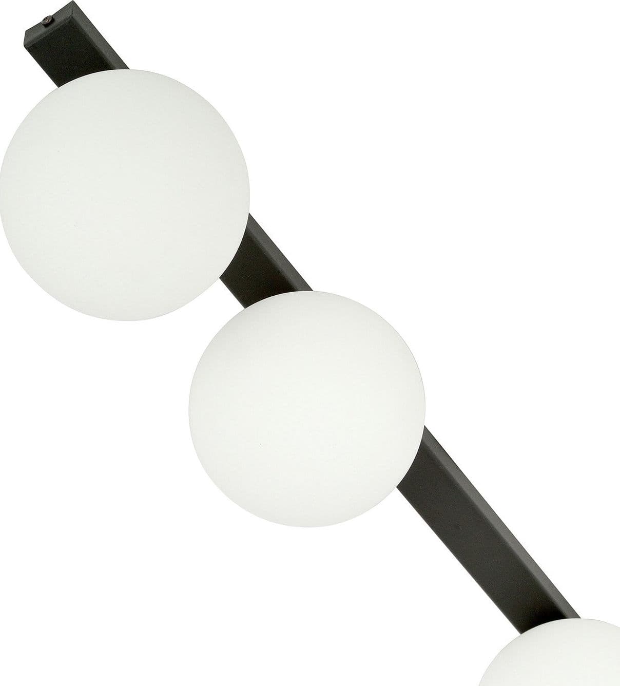 Plafoniera Moderna 3 Luci Fit Barra In Acciaio Nero E Sfere Di Vetro Opale in Lampade a sospensione LuceArt - Montecorvino Pugliano, commercioVirtuoso.it