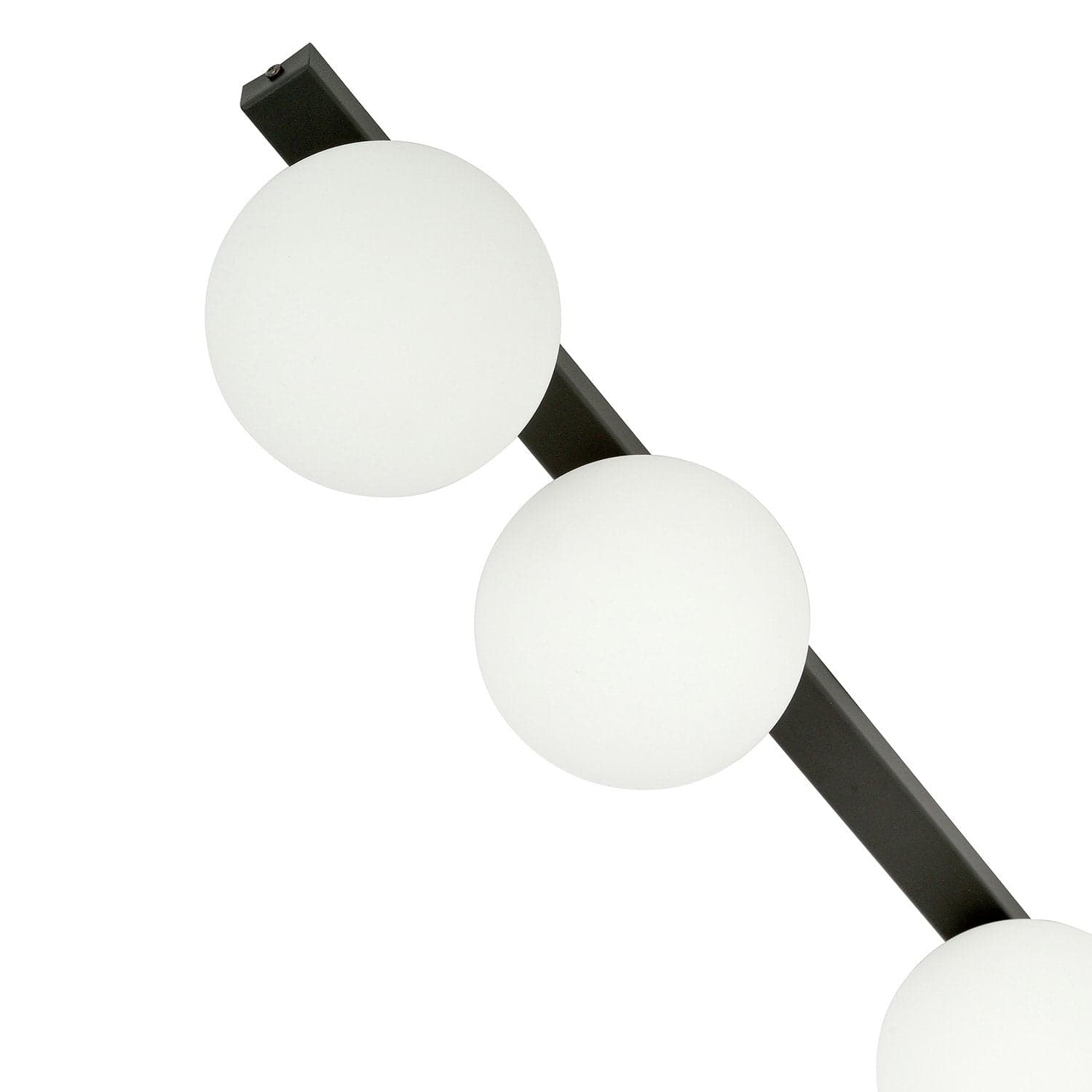 Plafoniera Moderna 3 Luci Fit Barra In Acciaio Nero E Sfere Di Vetro Opale in Lampade a sospensione LuceArt - Montecorvino Pugliano, commercioVirtuoso.it