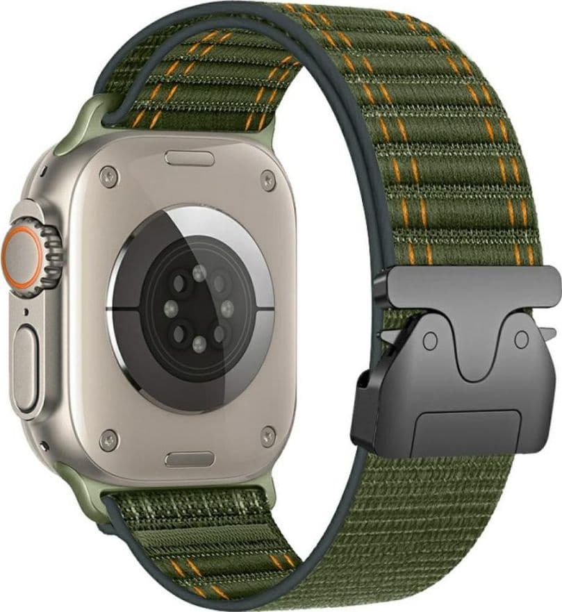 cinturino apple watch nylon verde regolabile serie 42/44/45/49 mm