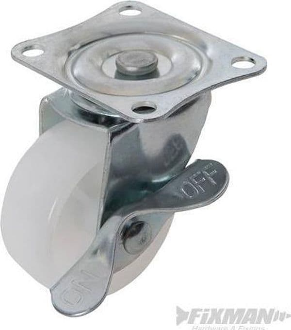 Rotelle girevoli in polipropilene anti traccia con freni da 50mm a 125mm – 50mm - 50kg – Fixman