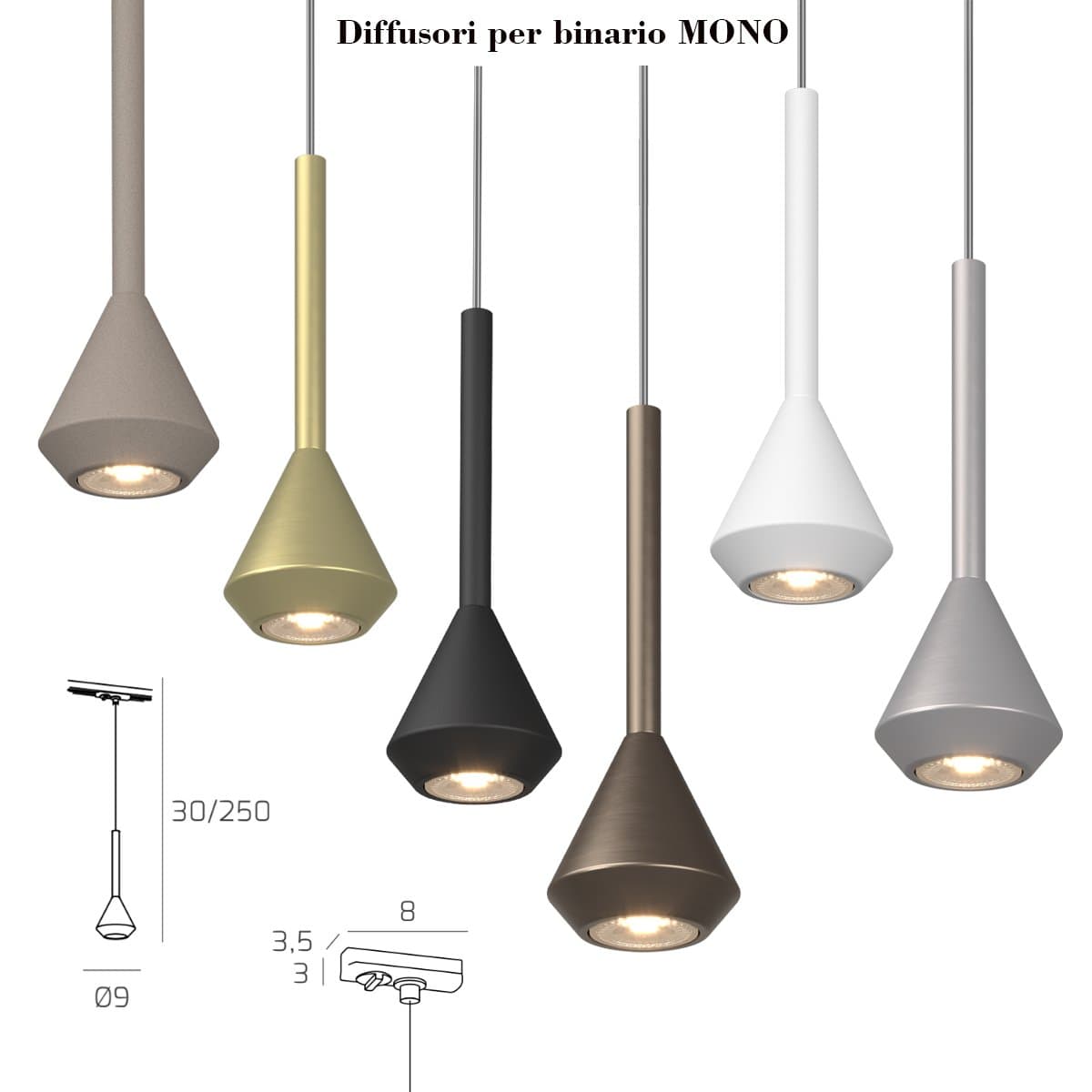 Binario Top Light MONO MIXKIT 100 N OR GU10 LED INTEGRATO 4000K lampada soffitto faretti orientabili classico moderno in Kit completi di sistemi di illuminazione a cavo e su binario Lampadari Bartalini - Colle di Val d’Elsa, commercioVirtuoso.it