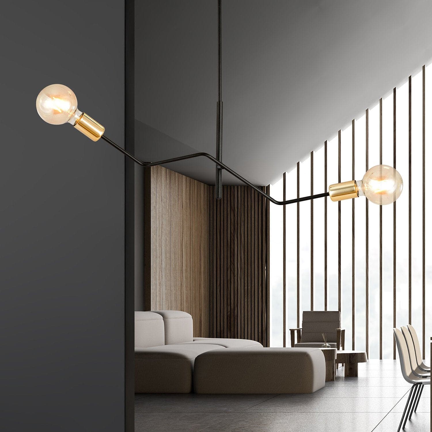 Sospensione Industrial 2 Luci Bolt In Acciaio Nero E Oro Bracci Regolabili in Lampade a sospensione LuceArt - Montecorvino Pugliano, commercioVirtuoso.it