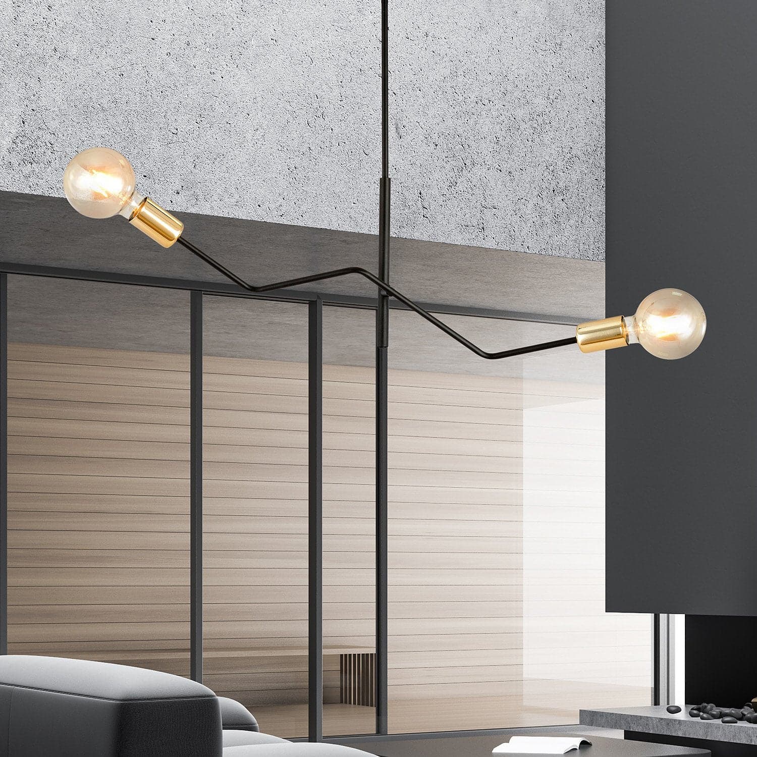 Sospensione Industrial 2 Luci Bolt In Acciaio Nero E Oro Bracci Regolabili in Lampade a sospensione LuceArt - Montecorvino Pugliano, commercioVirtuoso.it