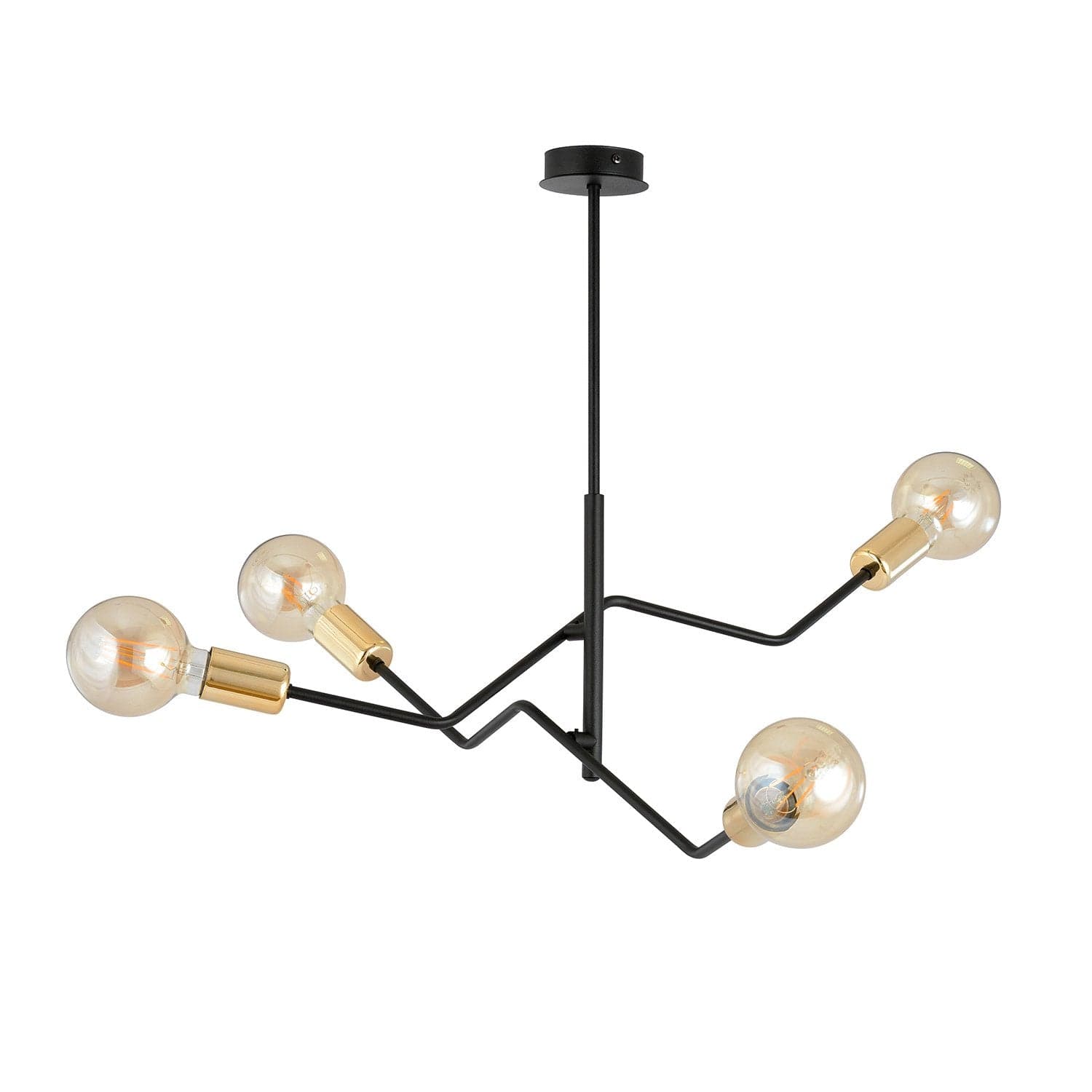 Sospensione Industrial 4 Luci Bolt In Acciaio Nero E Oro Bracci Regolabili in Lampade a sospensione LuceArt - Montecorvino Pugliano, commercioVirtuoso.it
