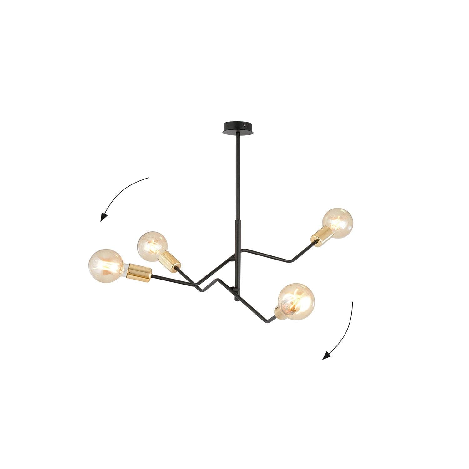 Sospensione Industrial 4 Luci Bolt In Acciaio Nero E Oro Bracci Regolabili in Lampade a sospensione LuceArt - Montecorvino Pugliano, commercioVirtuoso.it