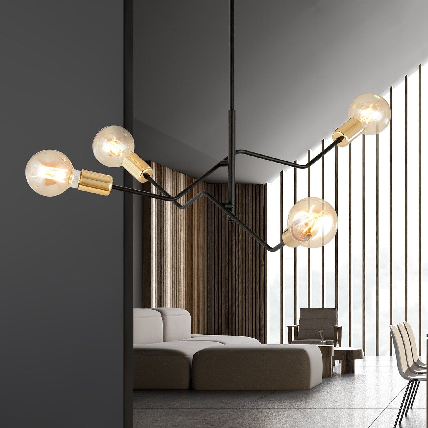 Sospensione Industrial 4 Luci Bolt In Acciaio Nero E Oro Bracci Regolabili in Lampade a sospensione LuceArt - Montecorvino Pugliano, commercioVirtuoso.it