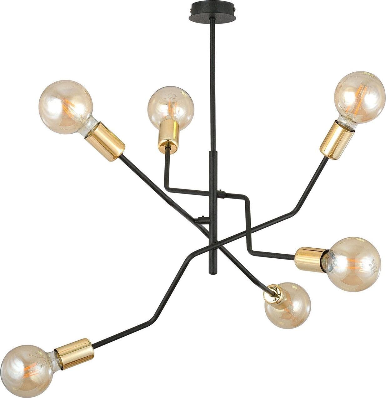 Sospensione Industrial 6 Luci Bolt In Acciaio Nero E Oro Bracci Regolabili in Lampade a sospensione LuceArt - Montecorvino Pugliano, commercioVirtuoso.it