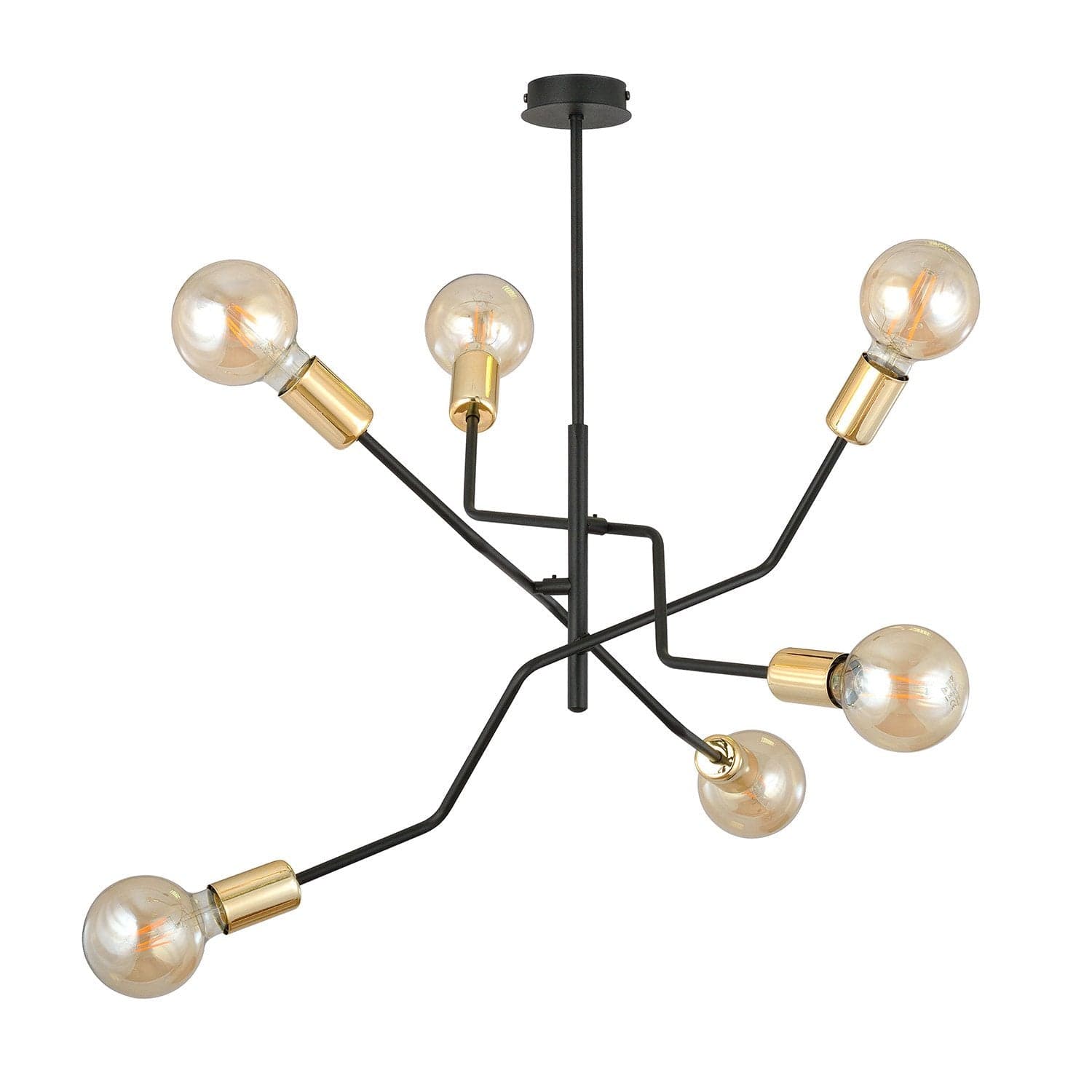 Sospensione Industrial 6 Luci Bolt In Acciaio Nero E Oro Bracci Regolabili in Lampade a sospensione LuceArt - Montecorvino Pugliano, commercioVirtuoso.it