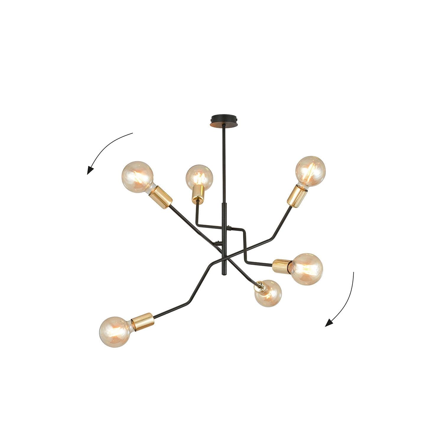 Sospensione Industrial 6 Luci Bolt In Acciaio Nero E Oro Bracci Regolabili in Lampade a sospensione LuceArt - Montecorvino Pugliano, commercioVirtuoso.it