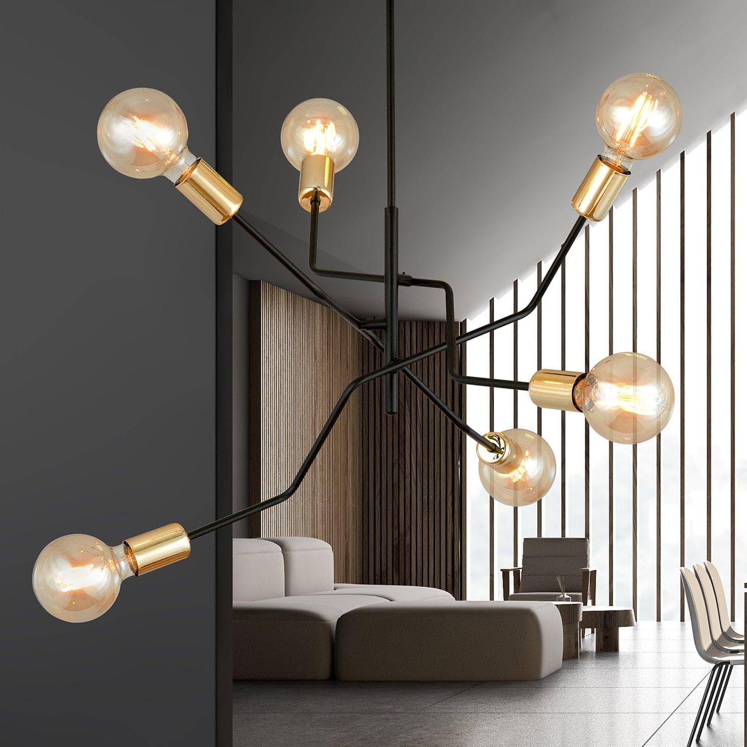 Sospensione Industrial 6 Luci Bolt In Acciaio Nero E Oro Bracci Regolabili in Lampade a sospensione LuceArt - Montecorvino Pugliano, commercioVirtuoso.it