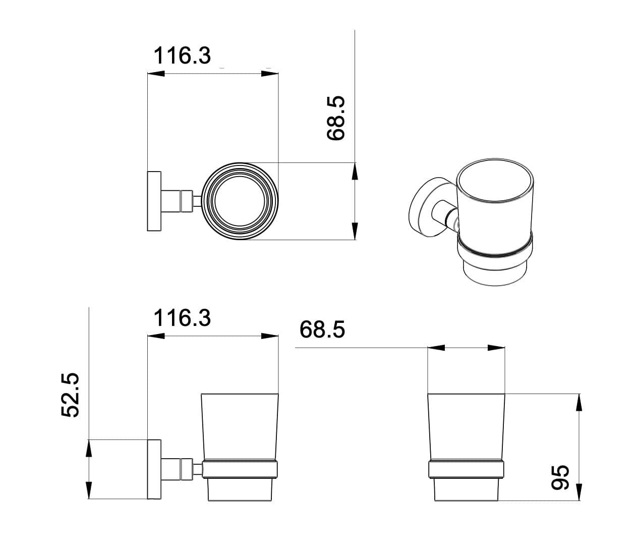Set accessori da bagno cromati in vetro satinato Venezia in Porta carta igienica Mondialshop - Parabiago, commercioVirtuoso.it