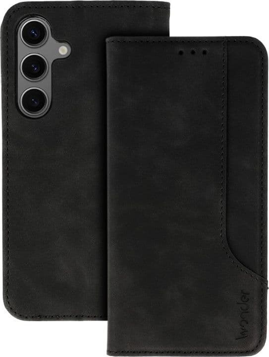 custodia a libro samsung a17 con porta carte di credito chiusura magnetica nera - 2