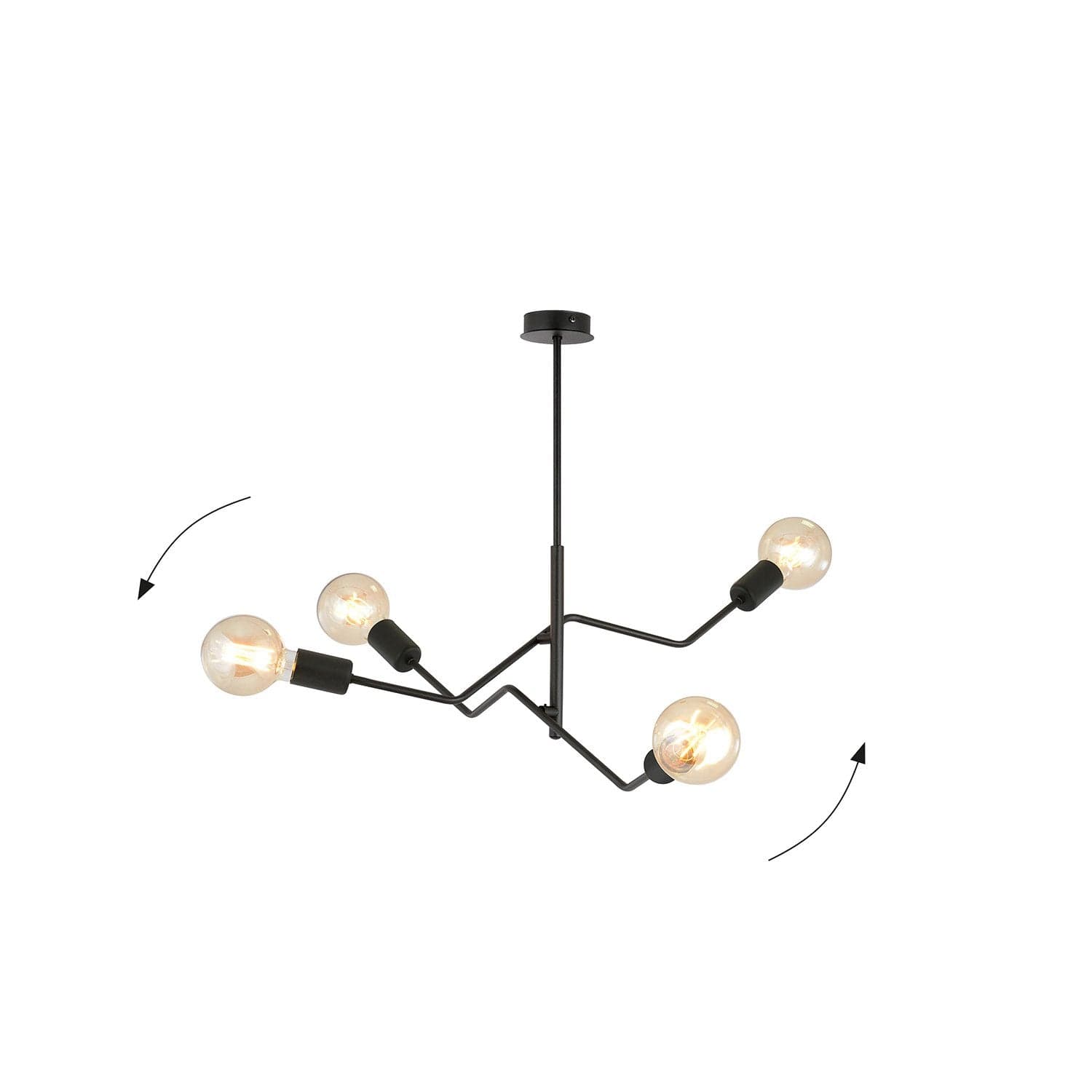 Sospensione Industrial 4 Luci Frix In Acciaio Nero E Bracci Regolabili in Lampade a sospensione LuceArt - Montecorvino Pugliano, commercioVirtuoso.it
