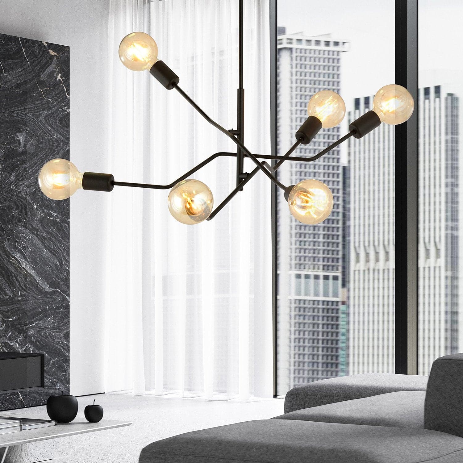 Sospensione Industrial 6 Luci Frix In Acciaio Nero E Bracci Regolabili in Lampade a sospensione LuceArt - Montecorvino Pugliano, commercioVirtuoso.it