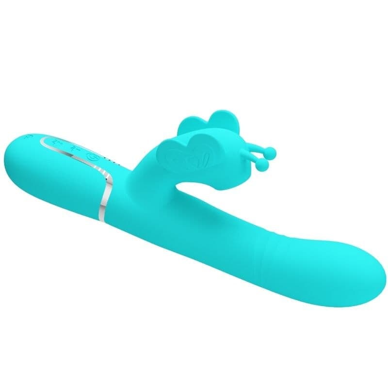 PRETTY LOVE - VIBRATORE MULTIFUNZIONE RABBIT 4 IN 1 FARFALLA VERDE ACQUA in Vibratori Rabbit Desideria Shop - Latina, commercioVirtuoso.it