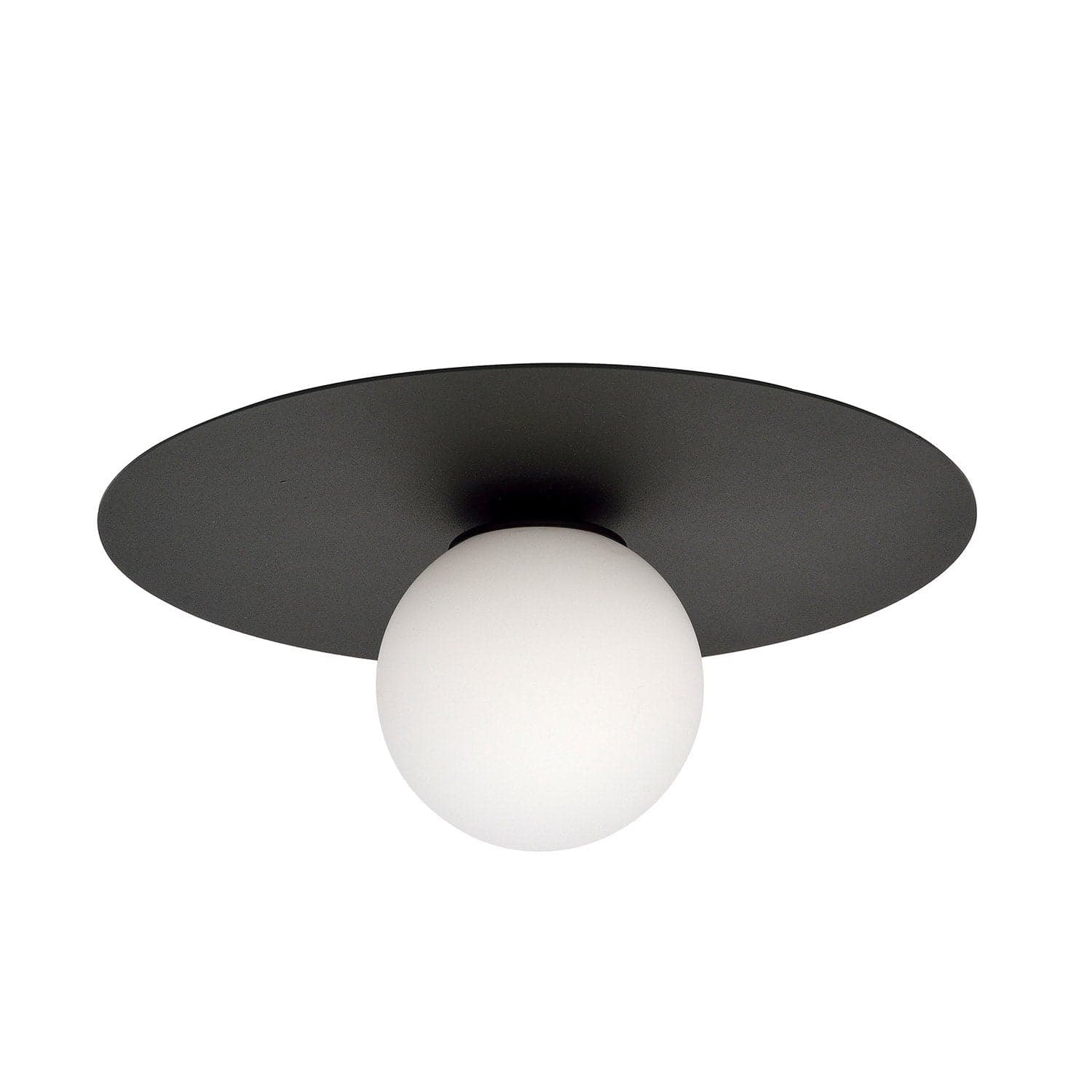 Plafoniera Minimal 1 Luce Solar In Acciaio Nero E Sfera Di Vetro Opale in Plafoniere LuceArt - Montecorvino Pugliano, commercioVirtuoso.it