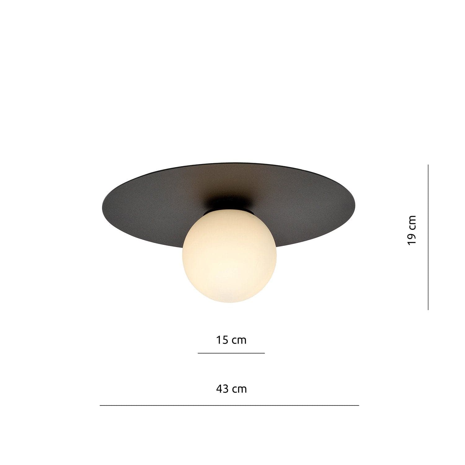 Plafoniera Minimal 1 Luce Solar In Acciaio Nero E Sfera Di Vetro Opale in Plafoniere LuceArt - Montecorvino Pugliano, commercioVirtuoso.it