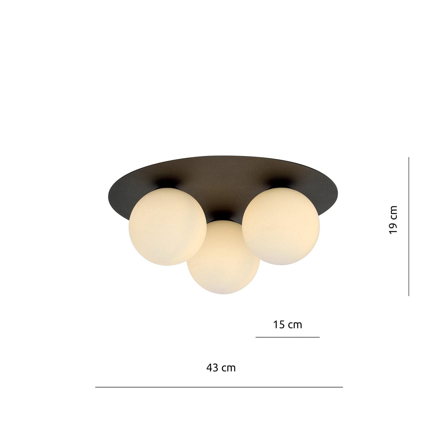 Plafoniera Minimal 3 Luci Solar In Acciaio Nero E Sfere Di Vetro Opale in Lampioni LuceArt - Montecorvino Pugliano, commercioVirtuoso.it