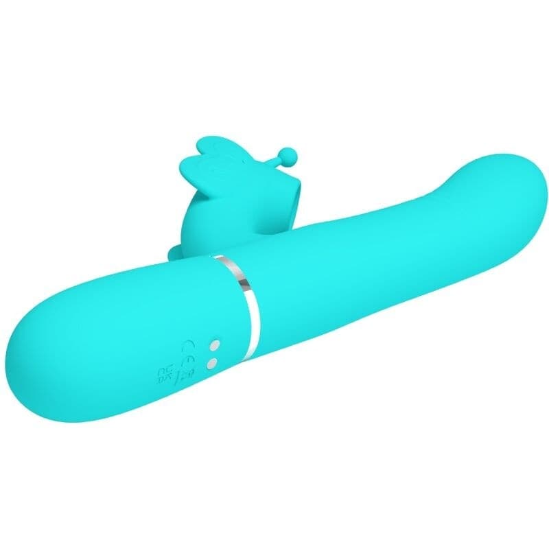 PRETTY LOVE - VIBRATORE MULTIFUNZIONE RABBIT 4 IN 1 FARFALLA VERDE ACQUA in Vibratori Rabbit Desideria Shop - Latina, commercioVirtuoso.it