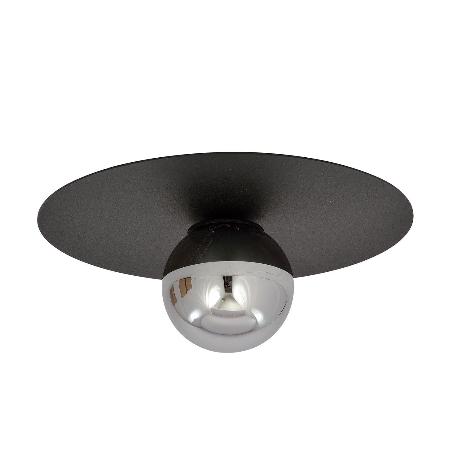 Plafoniera Minimal 1 Luce Solar In Acciaio Nero E Sfera Di Vetro Fumè in Plafoniere LuceArt - Montecorvino Pugliano, commercioVirtuoso.it
