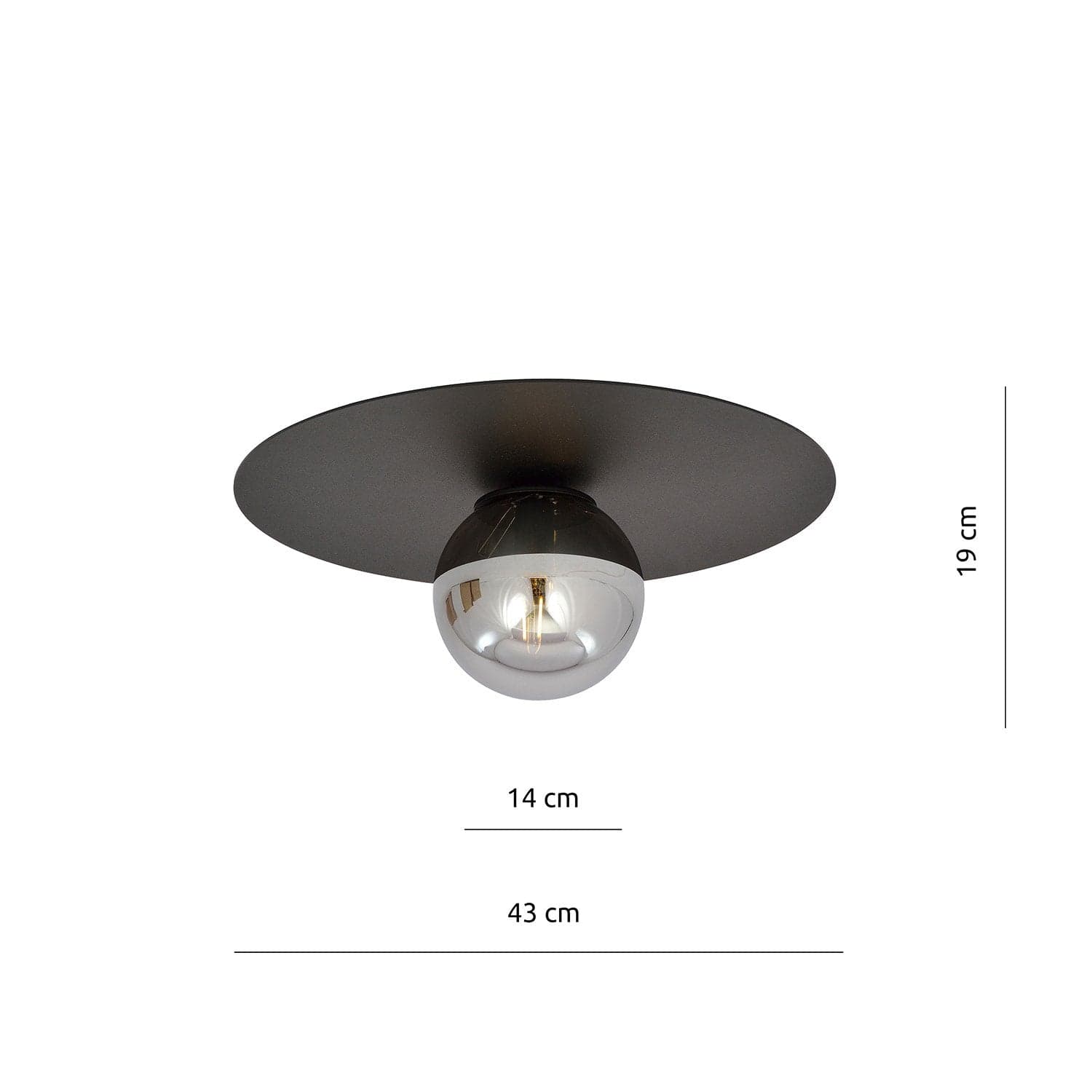 Plafoniera Minimal 1 Luce Solar In Acciaio Nero E Sfera Di Vetro Fumè in Plafoniere LuceArt - Montecorvino Pugliano, commercioVirtuoso.it