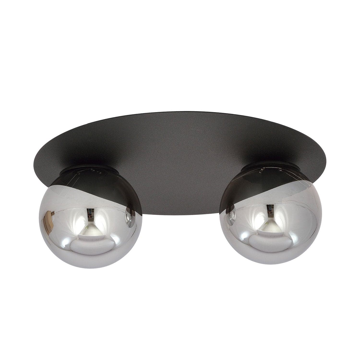 Plafoniera Minimal 2 Luci Solar In Acciaio Nero E Sfere Di Vetro Fumè in Plafoniere LuceArt - Montecorvino Pugliano, commercioVirtuoso.it