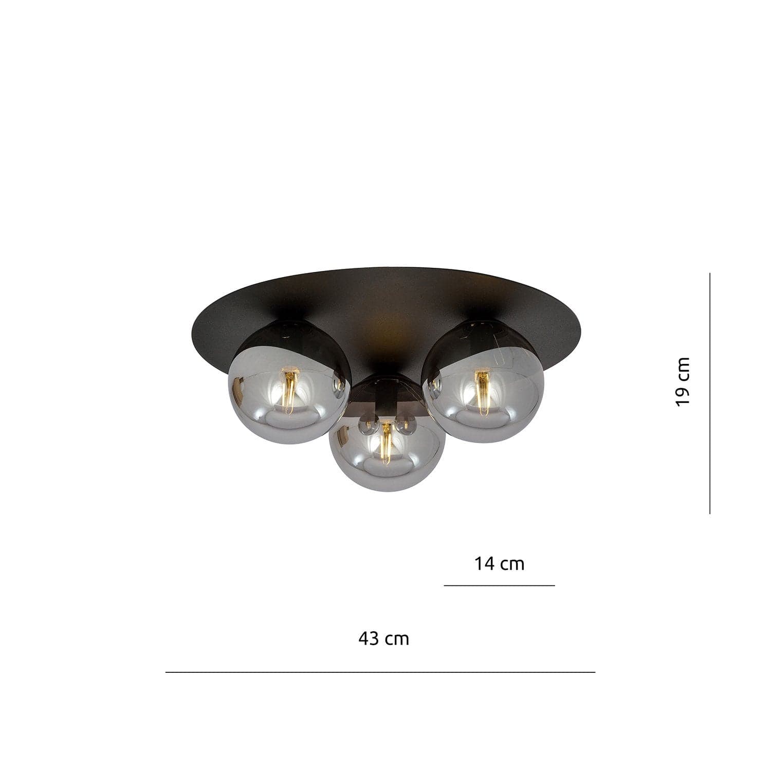Plafoniera Minimal 3 Luci Solar In Acciaio Nero E Sfere Di Vetro Fumè in Lampade a sospensione LuceArt - Montecorvino Pugliano, commercioVirtuoso.it