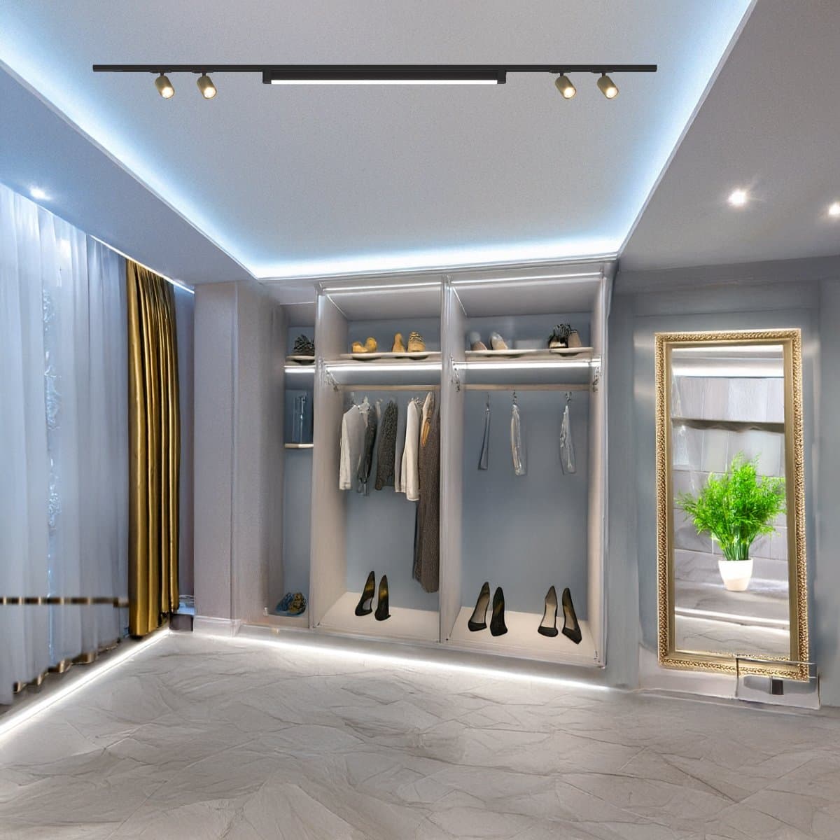 Binario Top Light MONO MIXKIT 200 N OR ORO GU10 LED MODULO INTEGRATO 4000K faretti yari orientabili moderno classico in Faretti da soffitto Lampadari Bartalini - Colle di Val d’Elsa, commercioVirtuoso.it