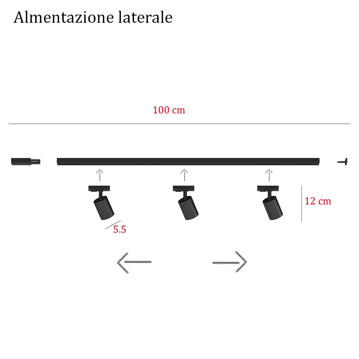 Binario Top Light MONO YARIKIT 100 NE NERO GU10 LED spot soffitto orientabili moderni in Faretti da soffitto Lampadari Bartalini - Colle di Val d’Elsa, commercioVirtuoso.it