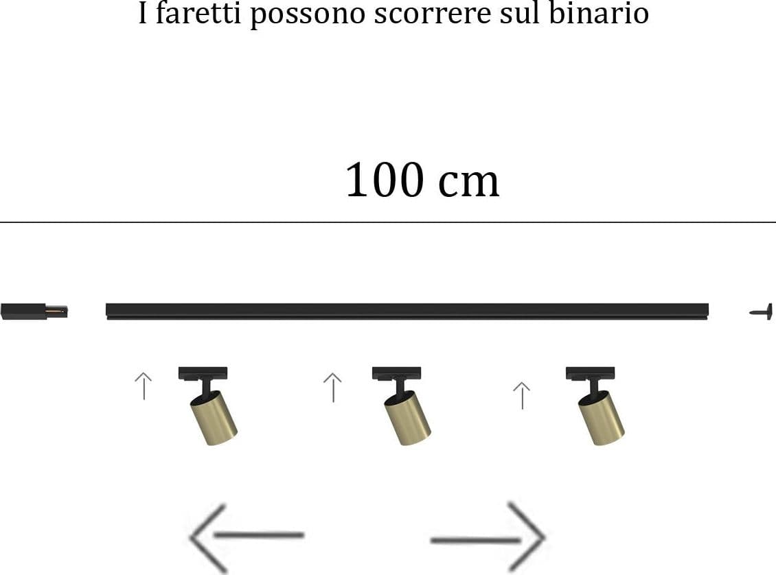 Binario Top Light MONO YARIKIT 100 OR ORO GU10 LED spot soffitto orientabili moderni classici in Faretti da soffitto Lampadari Bartalini - Colle di Val d’Elsa, commercioVirtuoso.it
