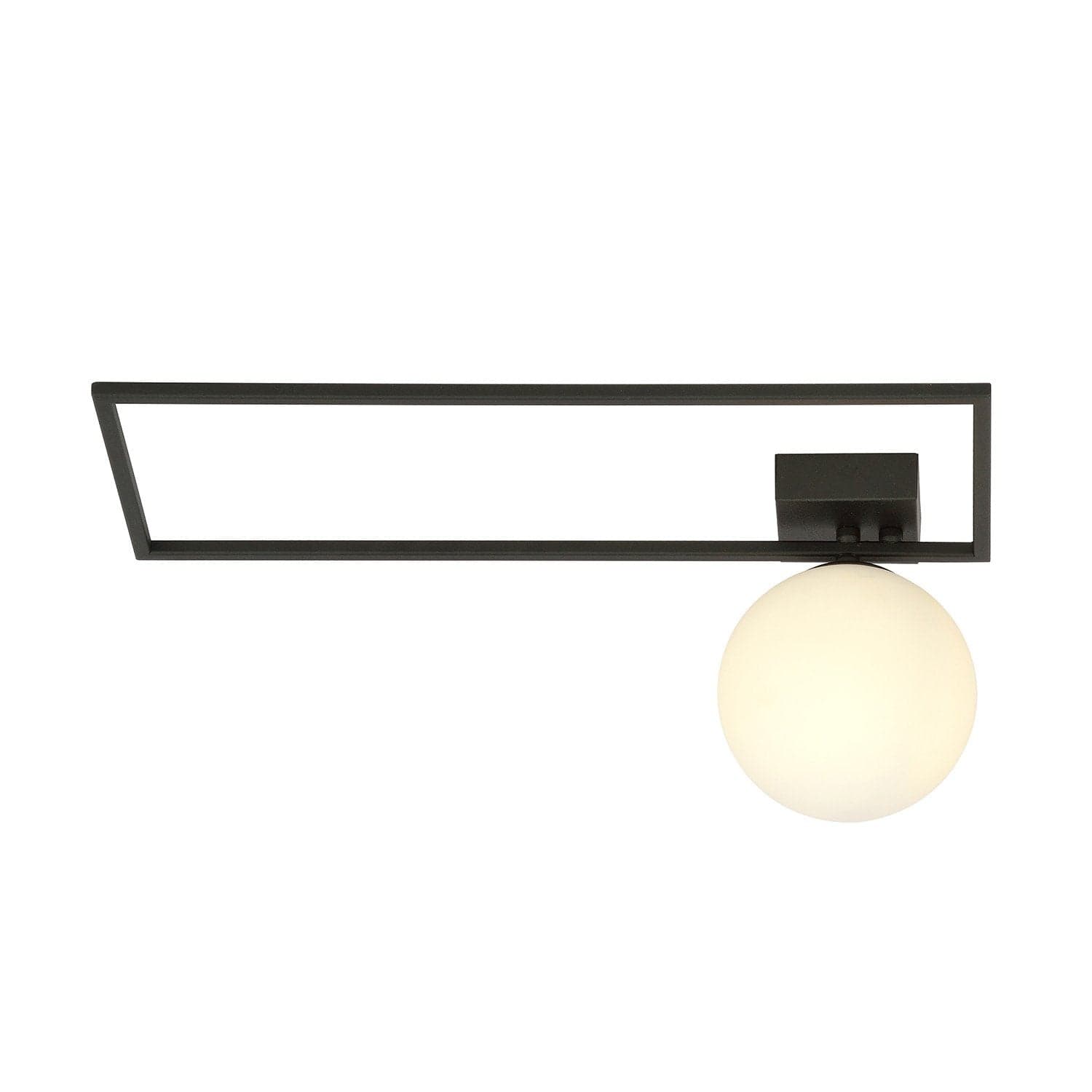 Plafoniera Moderna 1 Luce Imago 1130/1A In Acciaio Nero Vetro Opale in Plafoniere LuceArt - Montecorvino Pugliano, commercioVirtuoso.it