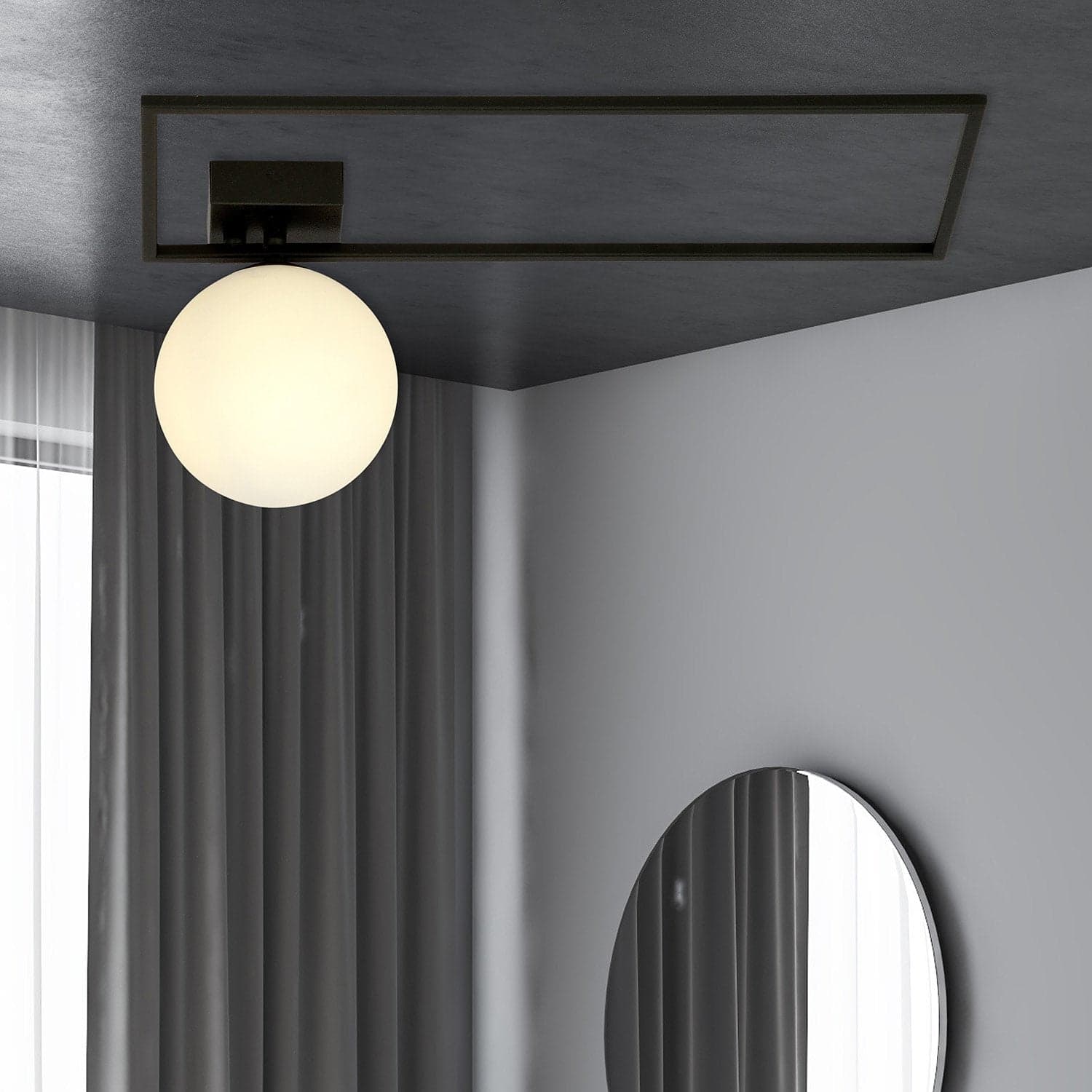 Plafoniera Moderna 1 Luce Imago 1130/1A In Acciaio Nero Vetro Opale in Plafoniere LuceArt - Montecorvino Pugliano, commercioVirtuoso.it